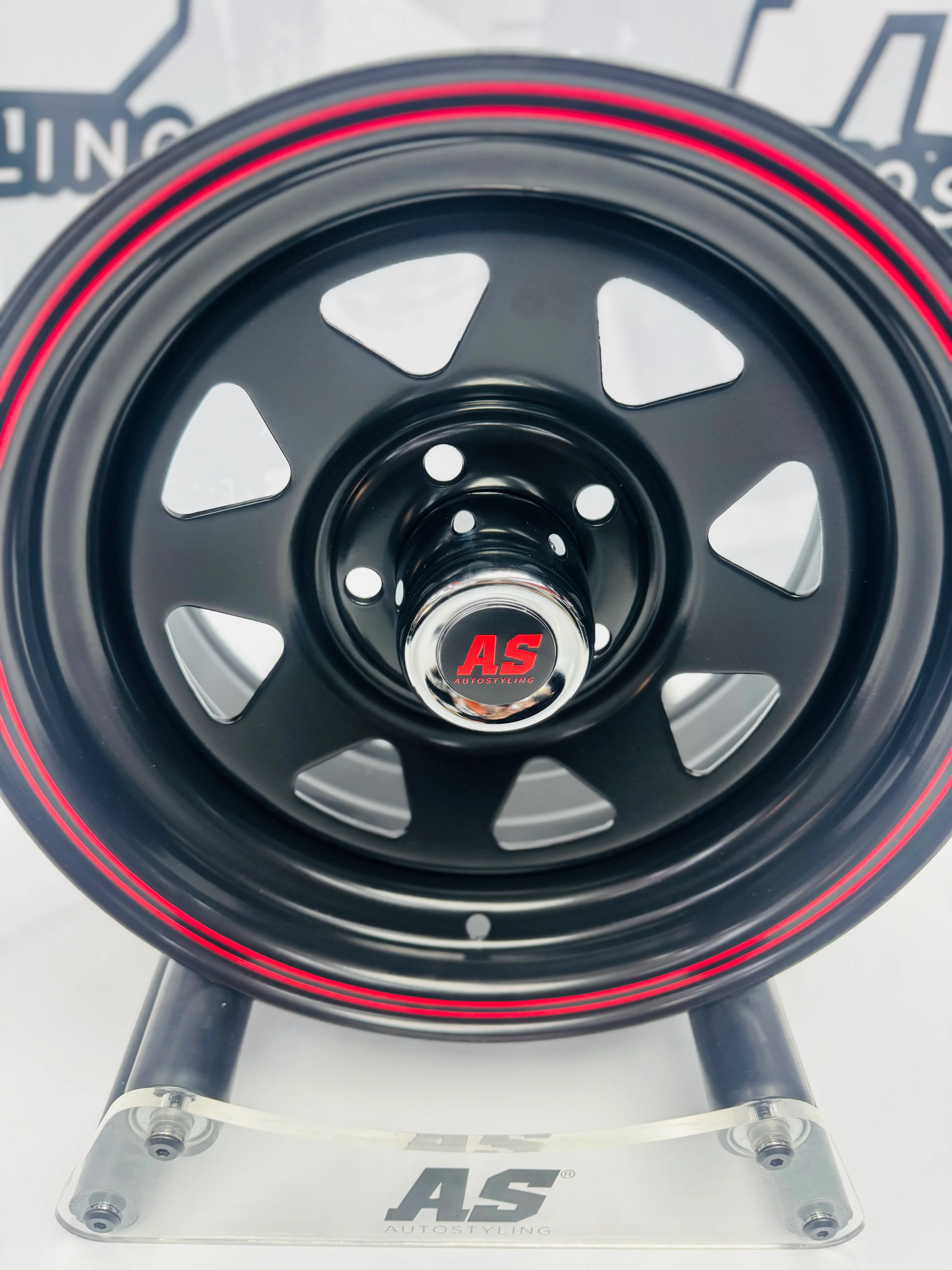 14” A-LINE 8 SPOKE BLACK RED STRIPE 5/114 for 7 seaters - Image 5