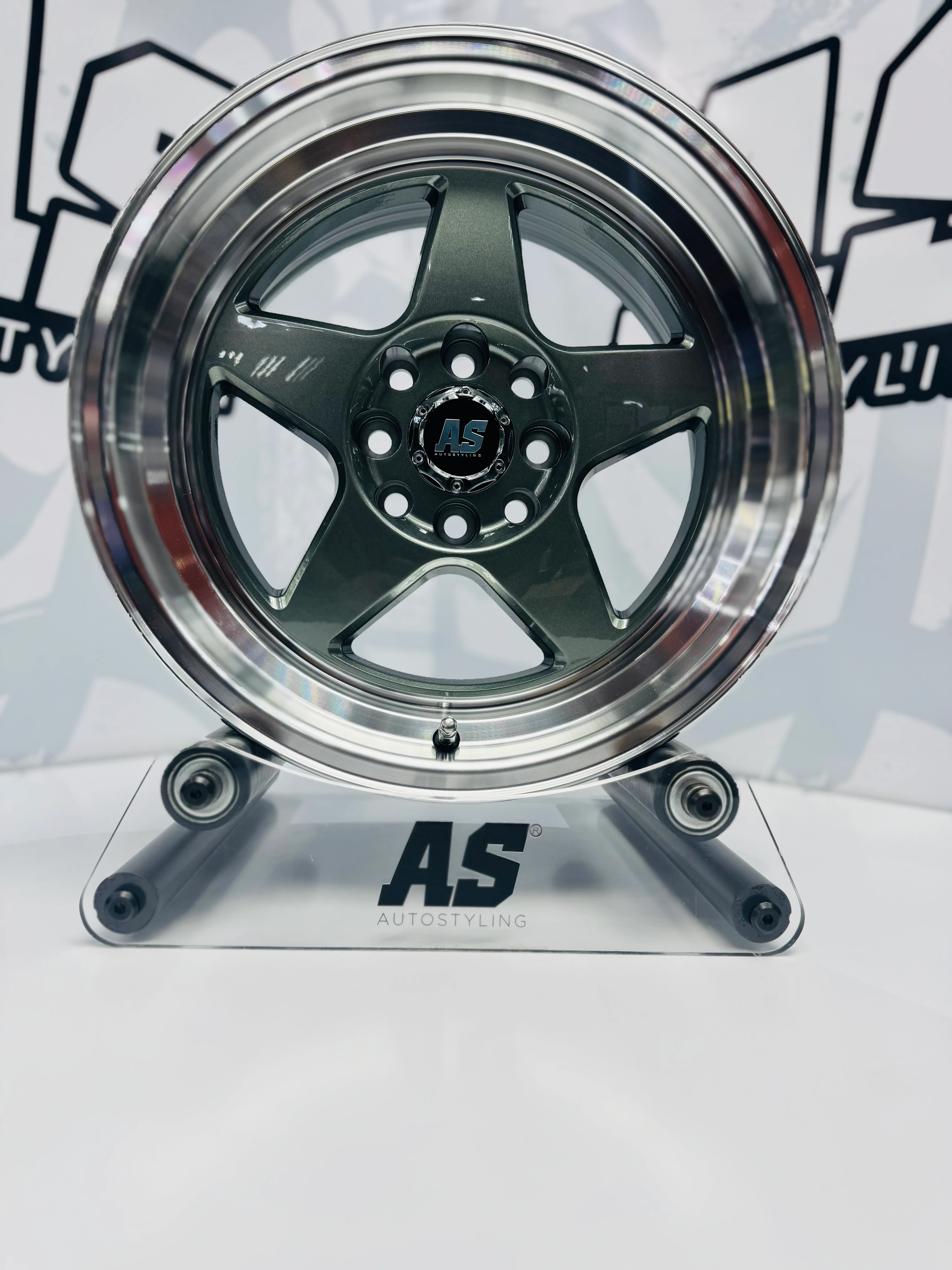 15” AS APEX - 7704  4/100 4/108 gunmetal grey wheels - Image 9