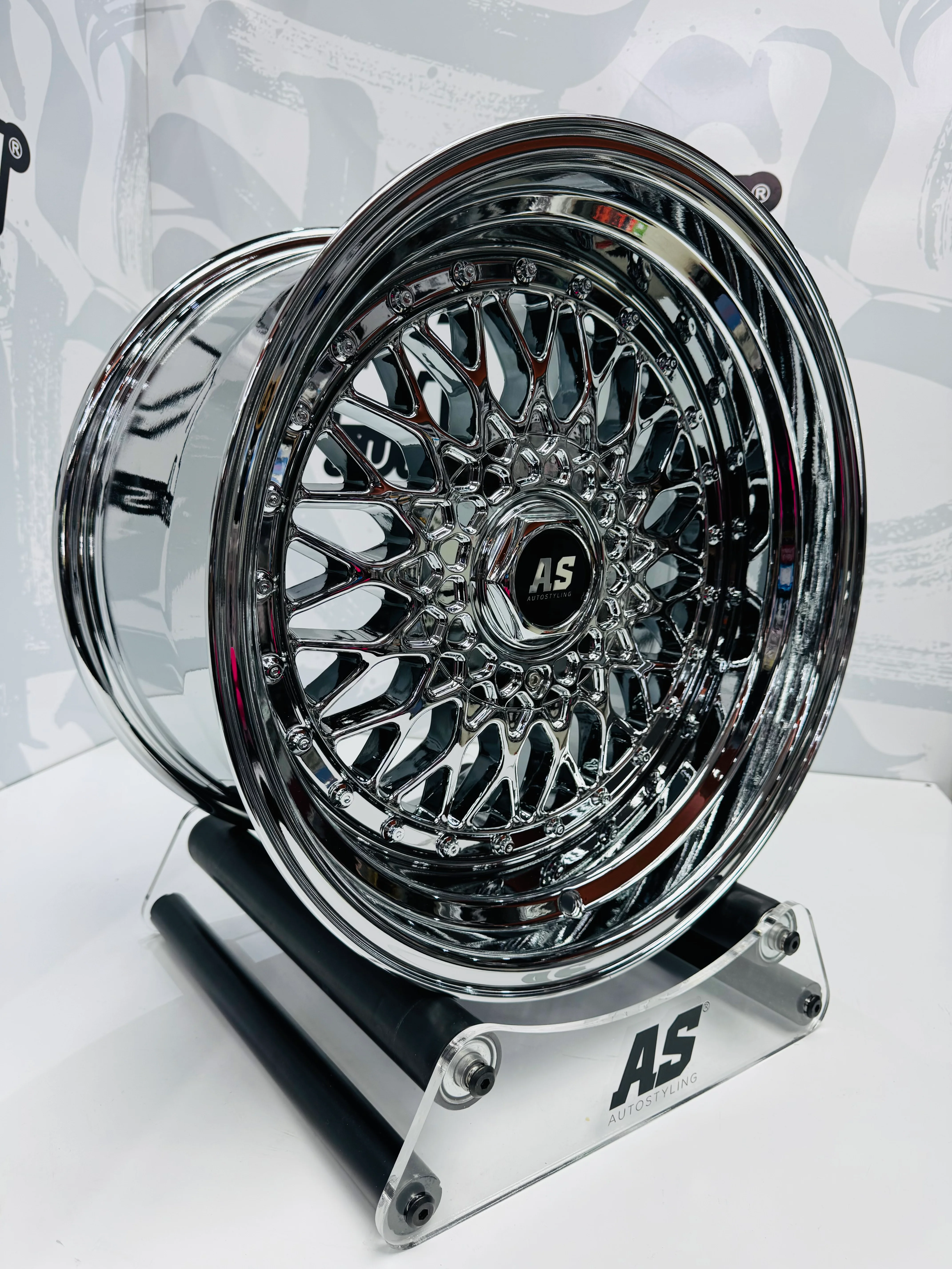 17” AS® CHROME WITH CHROME  STUDS  4x100 & 5x100 8.5j/ 10j - Image 2