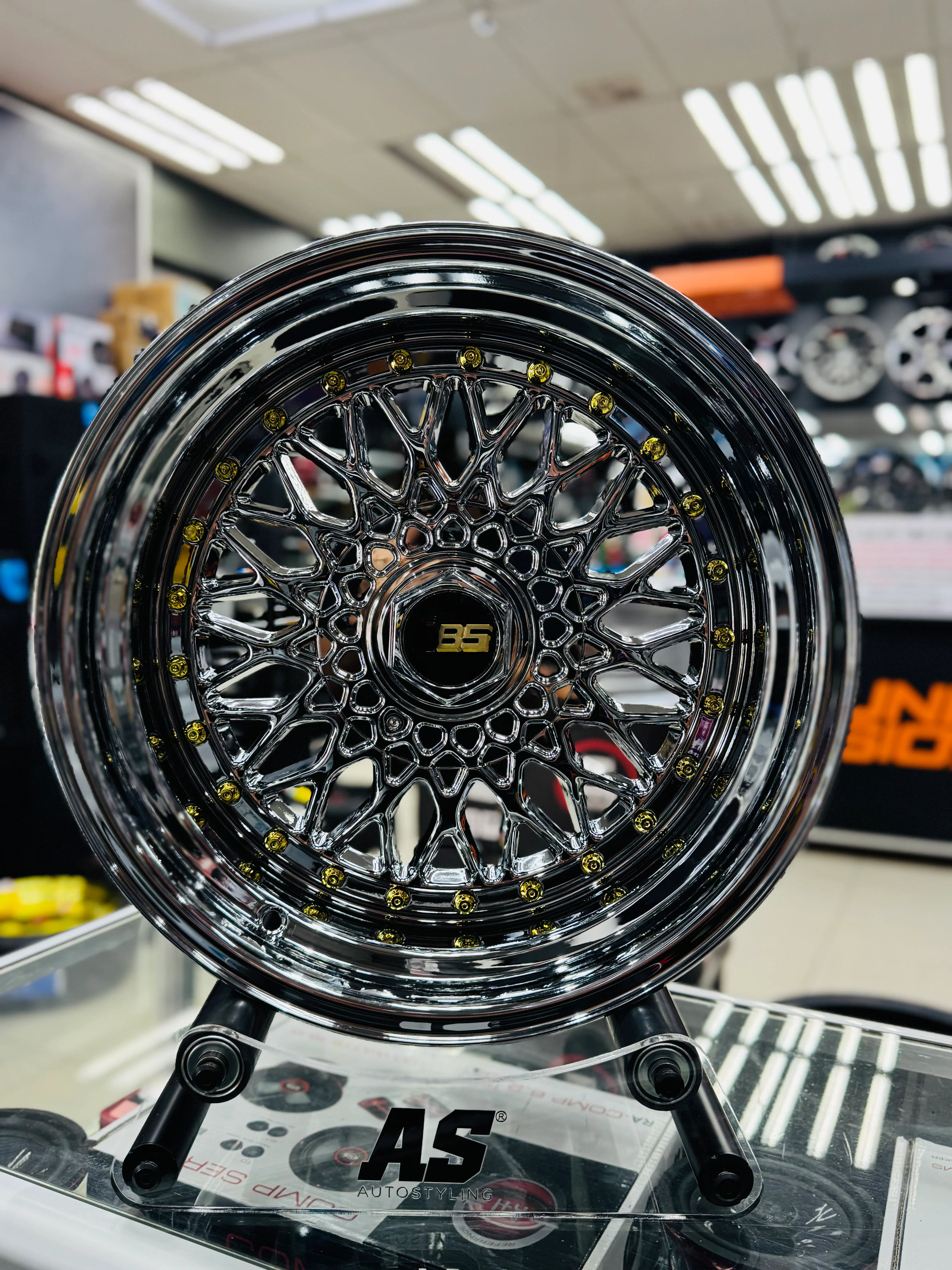 17” AS® CHROME WITH GOLD STUDS 4x100 & 4x114 8.5j/ 10j - Image 2