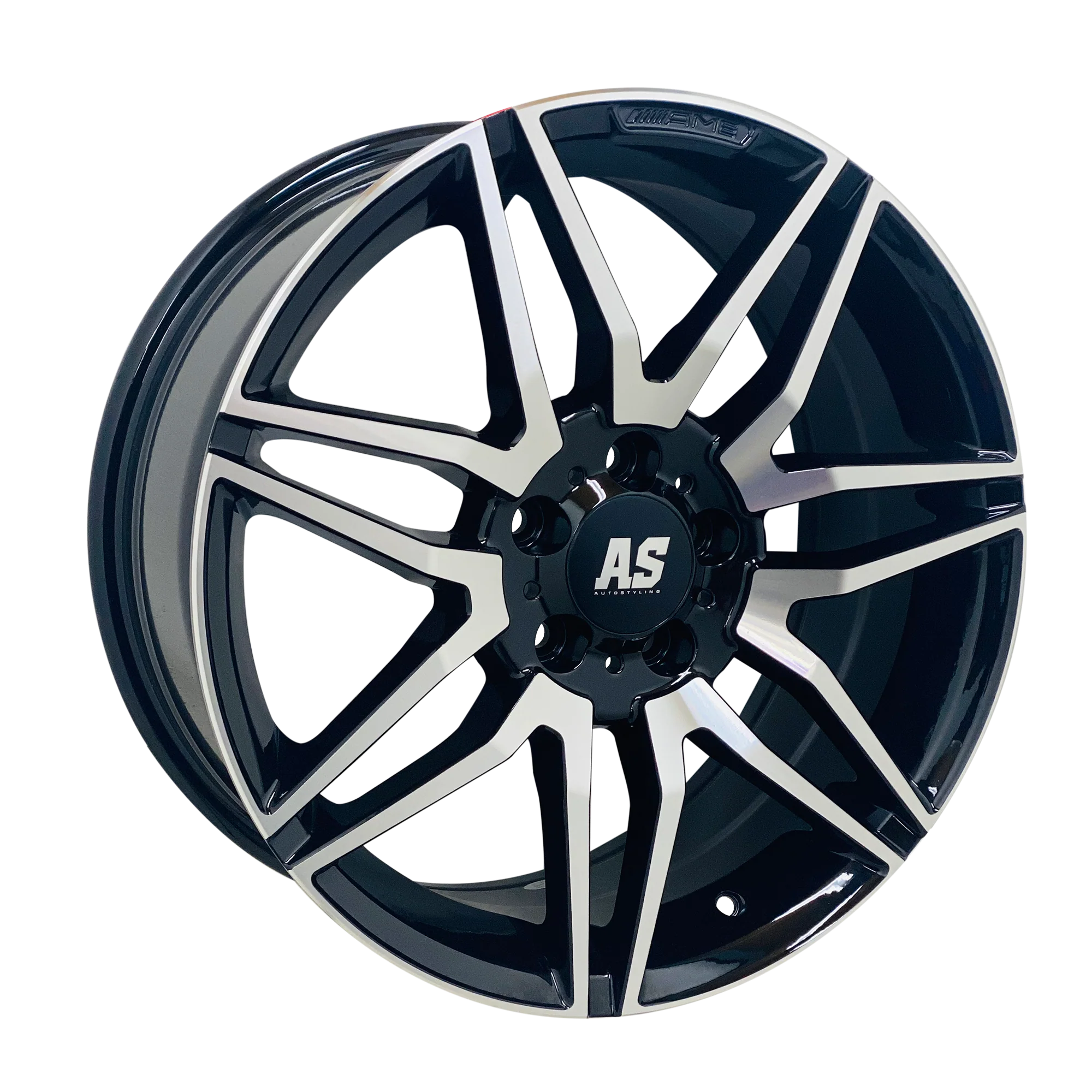 18” AS- AMG LINE V300 EXTRA LOAD 5/112 BLACK SILVER FACE - Image 2