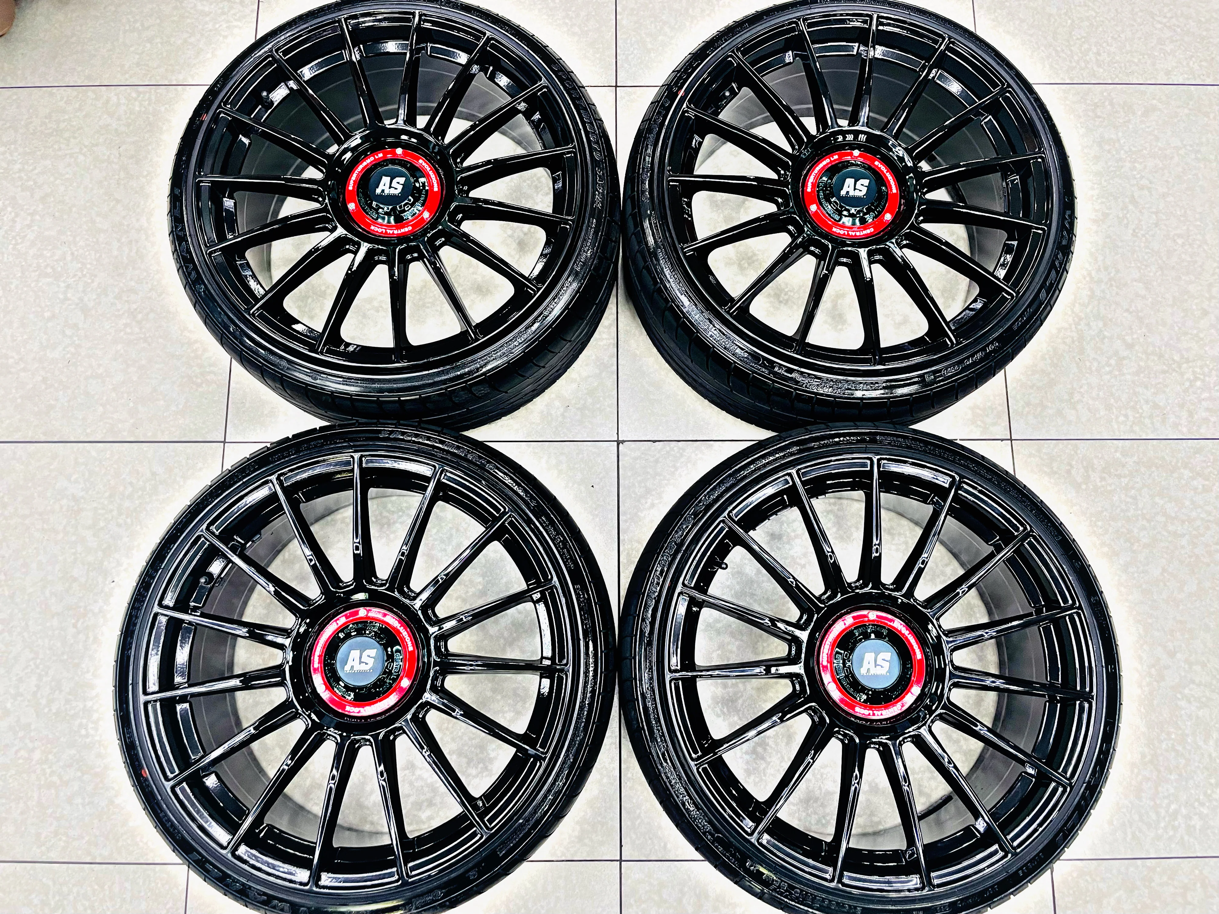 19” AS-SUPERTURISMO  5/112 & 5x100 multi PCD  GLOSS BLACK WITH 215/35/19 TYRES - Image 2