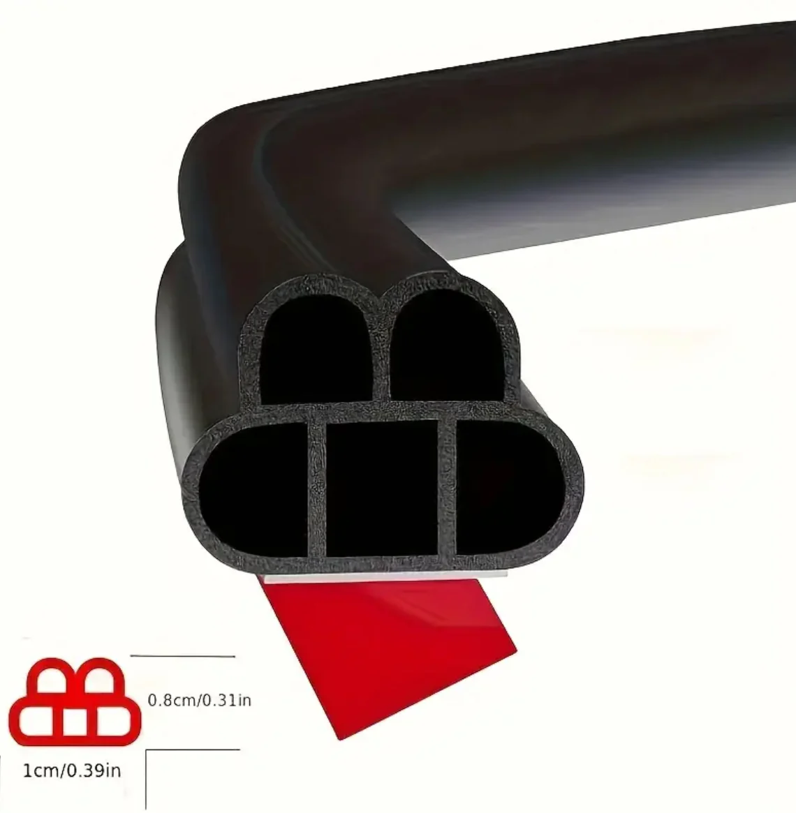 Rubber Car Door Seal Strip - Double Layer Noise Reduction, Shock Absorption Soundproofing Protective Trim, Non-Waterproof, Multi-Pack, Vibration Dampening | Duallayer Structure | Textured Surface, Car Soundproofing - Image 5