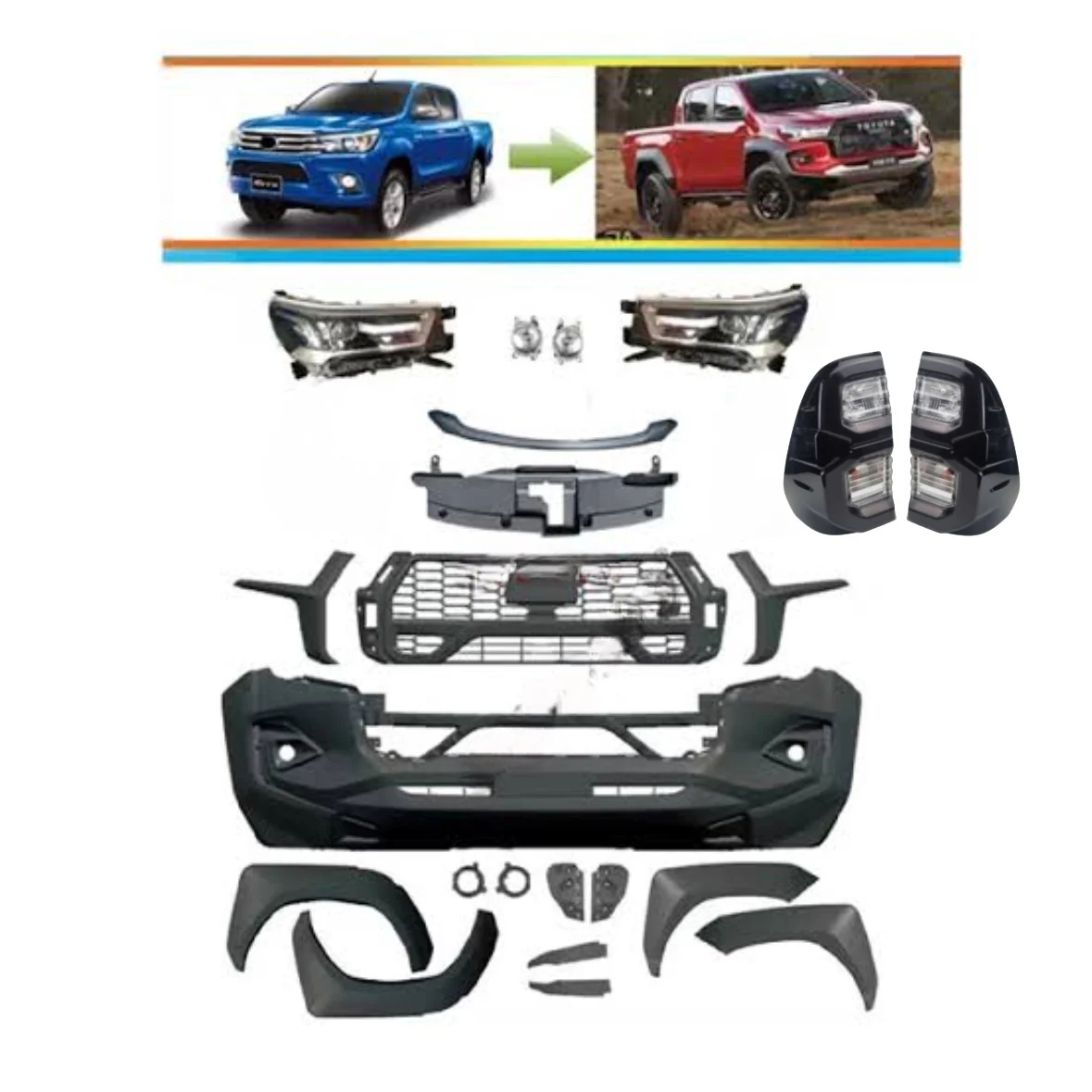 Toyota Hilux (15-20) GR Sport Style Conversion Body Kit Including Headlights & Taillights - Image 19