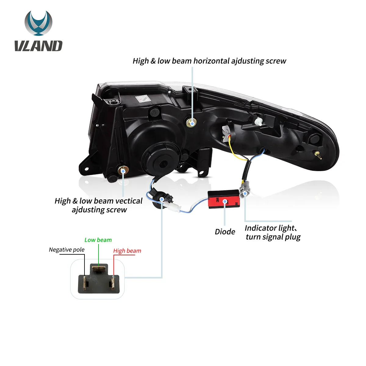 VLAND TOYOTA FJ CRUISER 2007-2015 LED HEADLIGHT WITH GRILL - Image 3