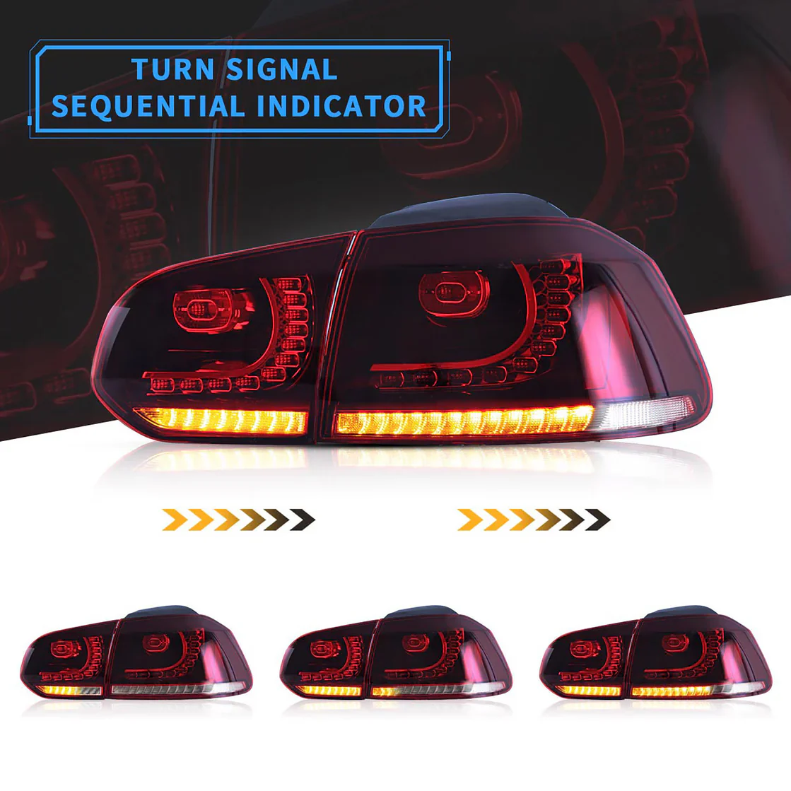 VW Golf 6 MK6 INCL GTI 2008-2013 VLAND TAIL-LIGHTS With Sequential indicators - Image 3