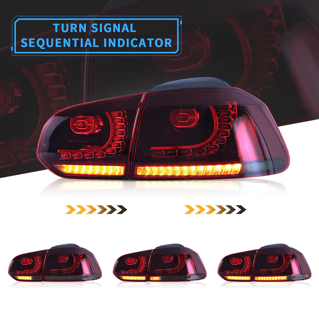 VW Golf 6 MK6 INCL GTI 2008-2013 VLAND TAIL-LIGHTS With Sequential indicators - Image 6
