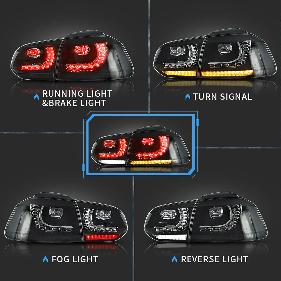 VW Golf 6 MK6 INCL GTI 2008-2013 VLAND TAIL-LIGHTS With Sequential indicators - Image 7