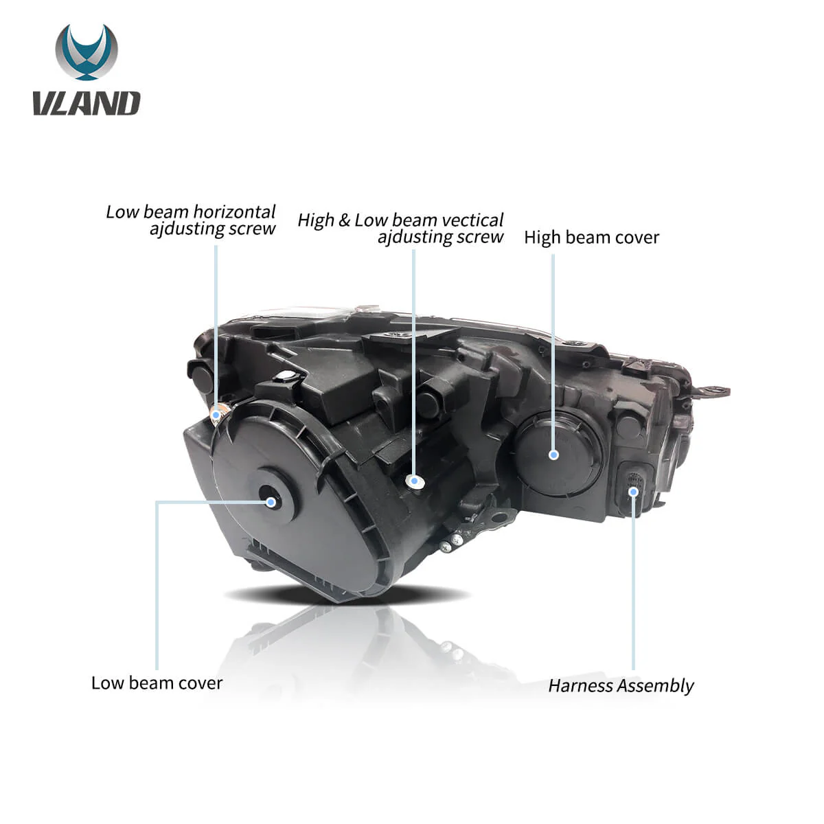 VLAND VW Golf Mk6 2009-2014 Dual Beam Projector Aftermarket Headlights With Demon Eyes Black non gti - Image 5