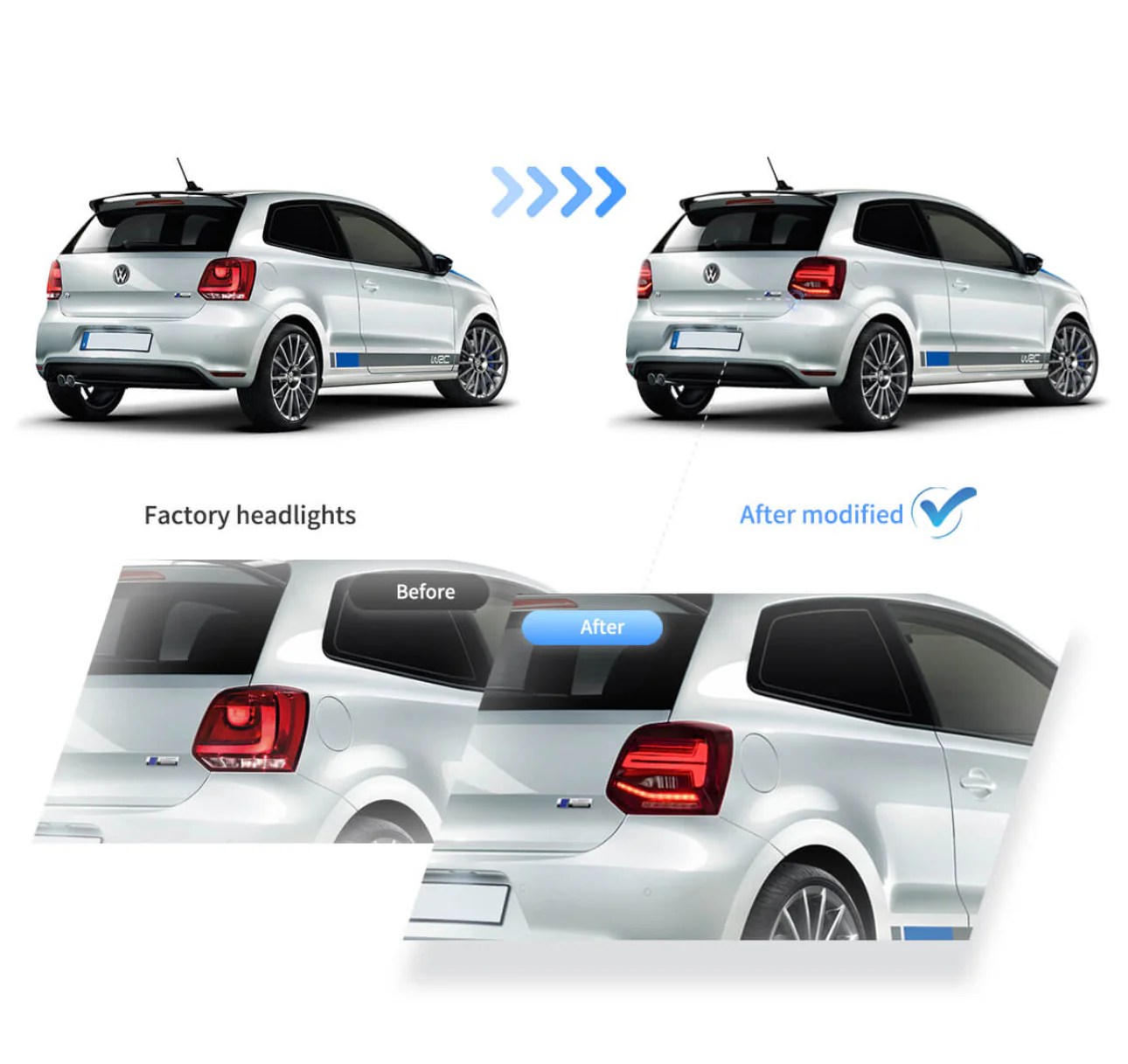 VLAND VW POLO 6 LED TAIL LIGHT SMOKED EDITION - Image 5