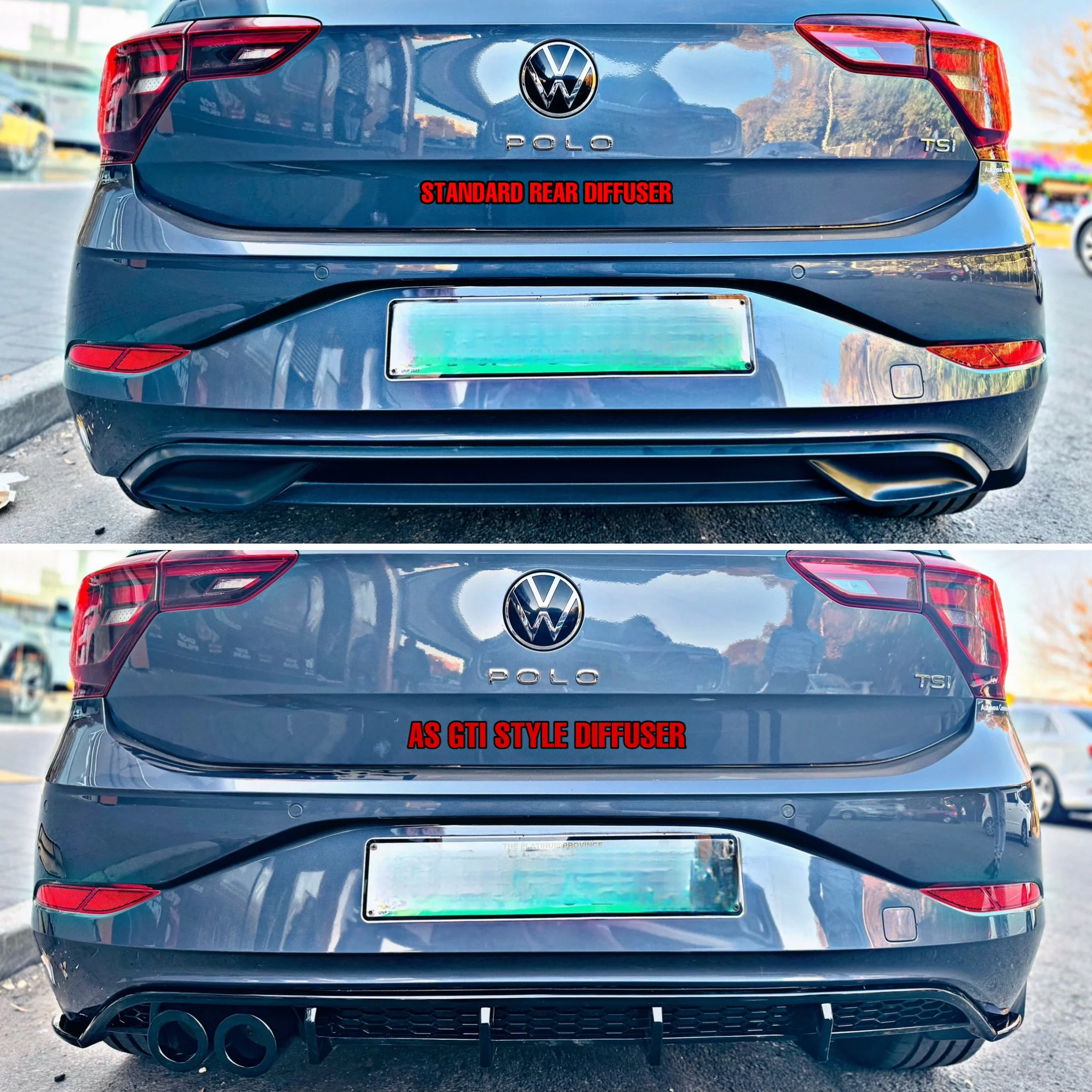 VW POLO 8 / AW TSI TO GTI STYLE AK REAR DIFFUSER GLOSS BLACK - Image 3